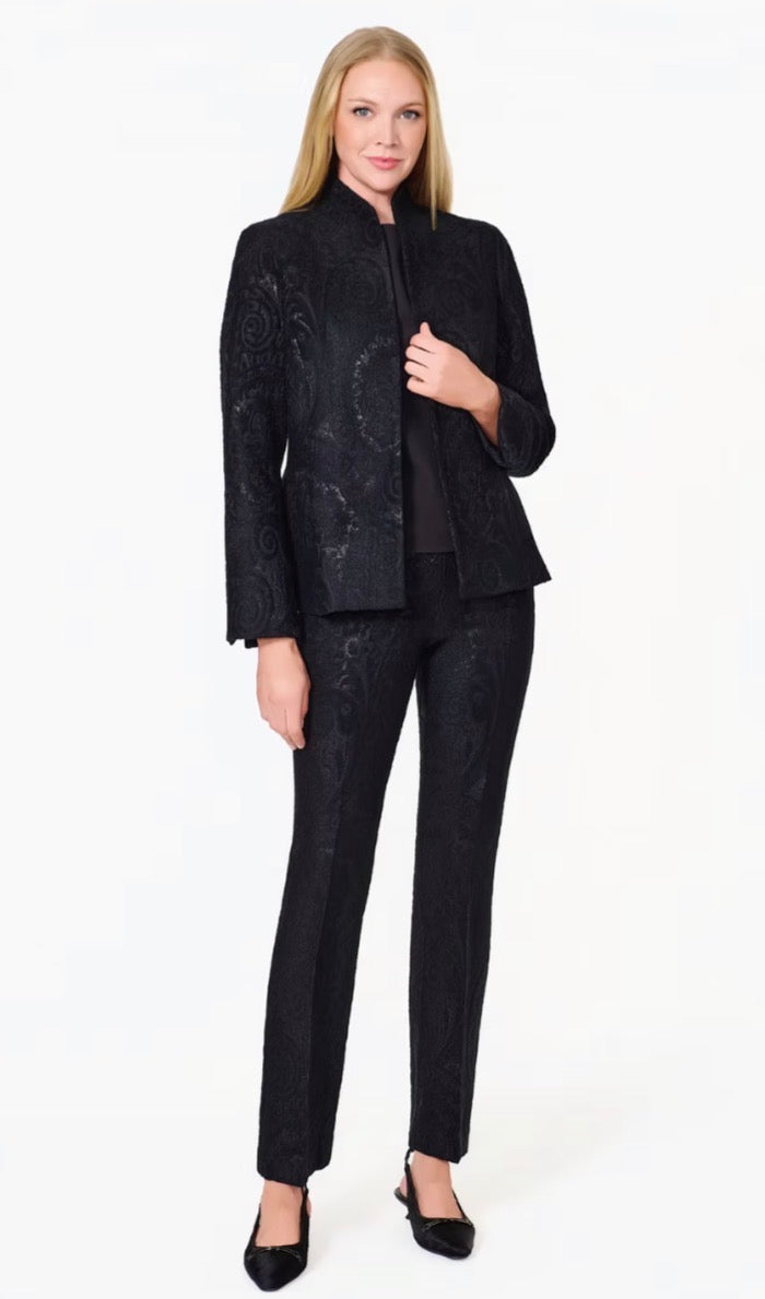 Front Zip Ankle Pant Broade Black