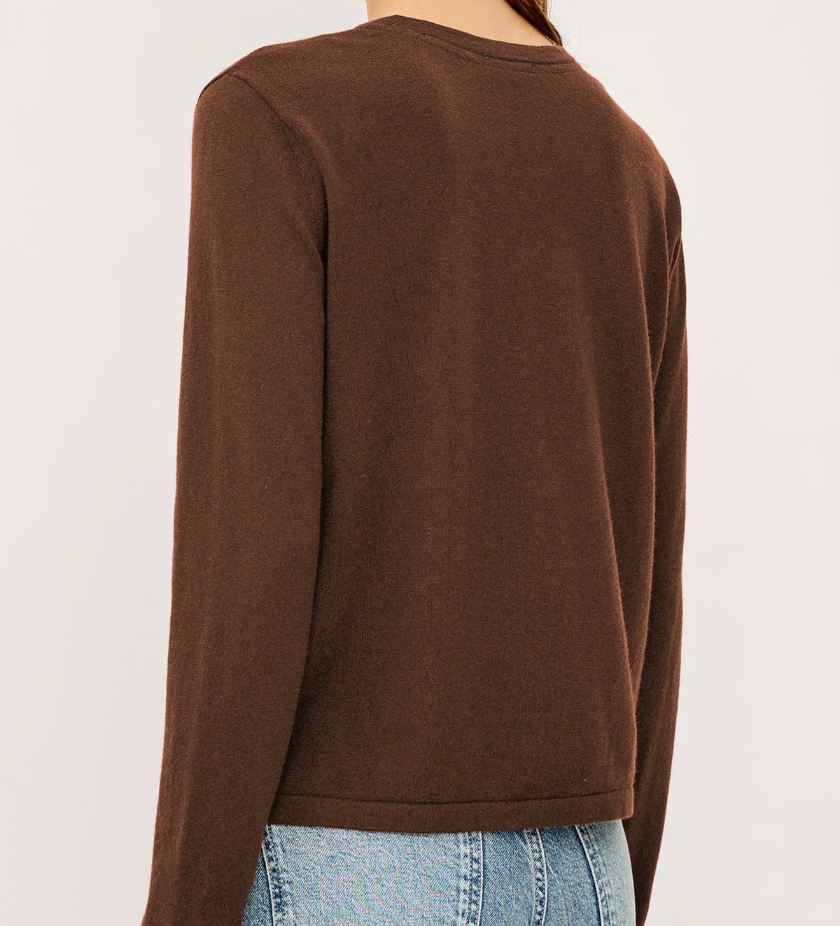 Cotton Cashmere Long Sleeve T-Shirt Espresso