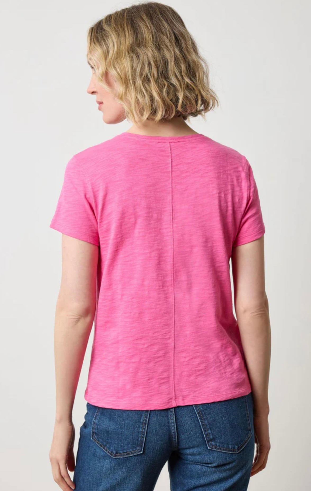 Rosebud Short Sleeve Back Seam V-Neck