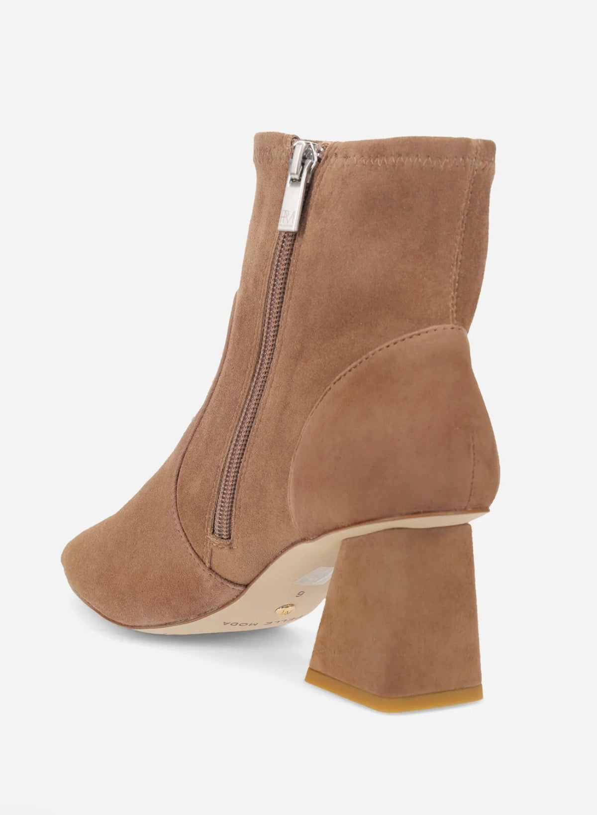 Taupe Kid Suede Block Heel