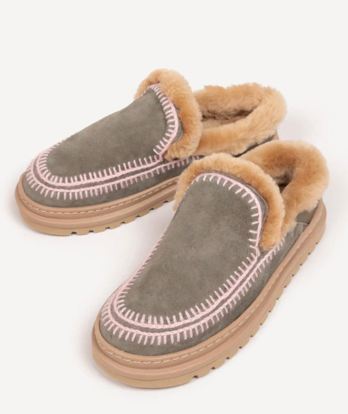 Jun Slippers Moss Suede Baby Pink