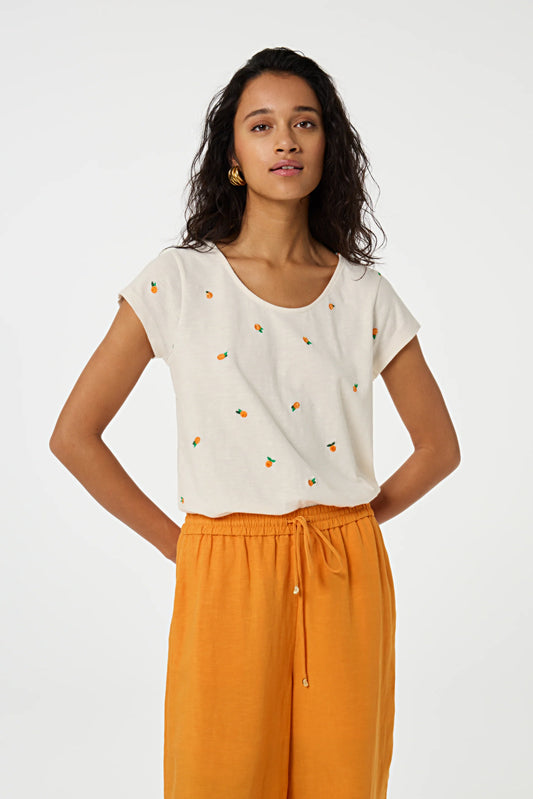 Orange Embroidered Tee