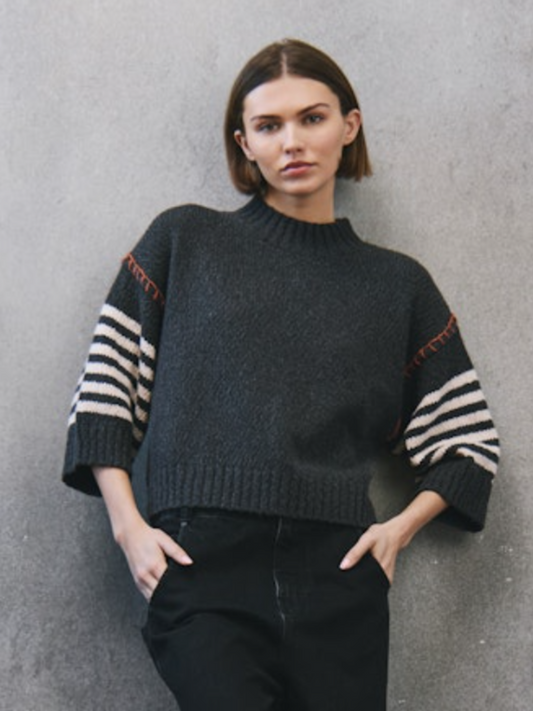 Chunky Crew with wide stripe sleeves