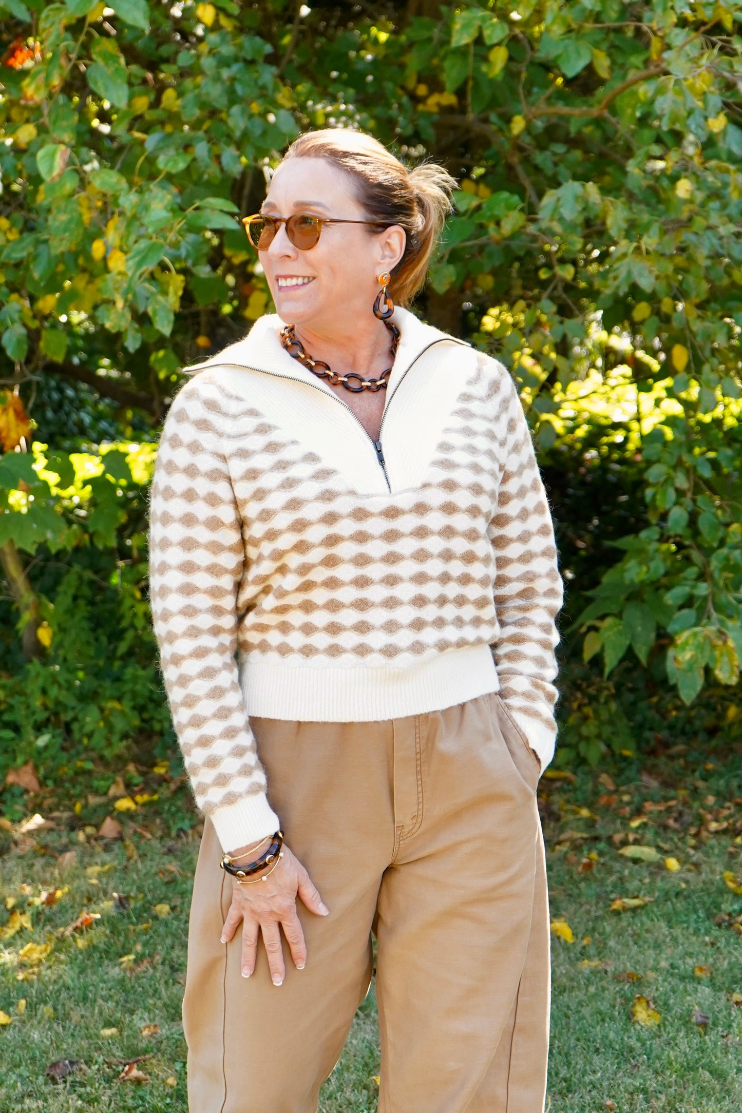 Mixed Stitch Half Zip