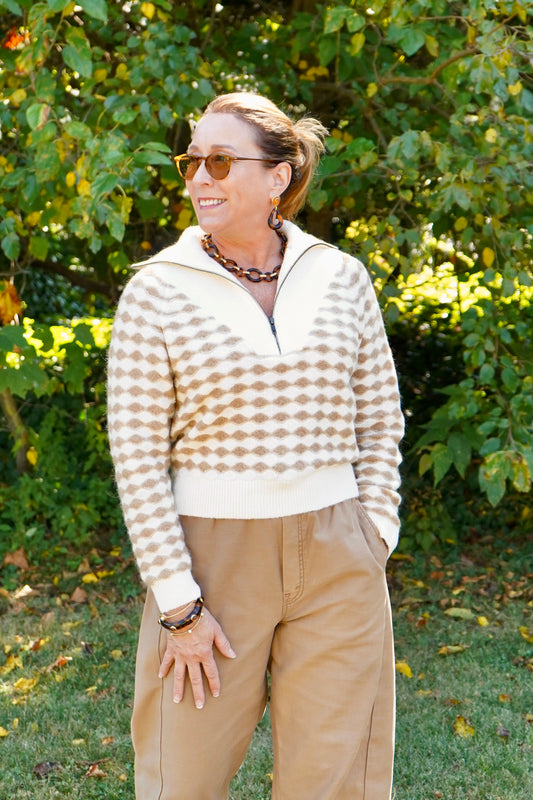 Mixed Stitch Half Zip