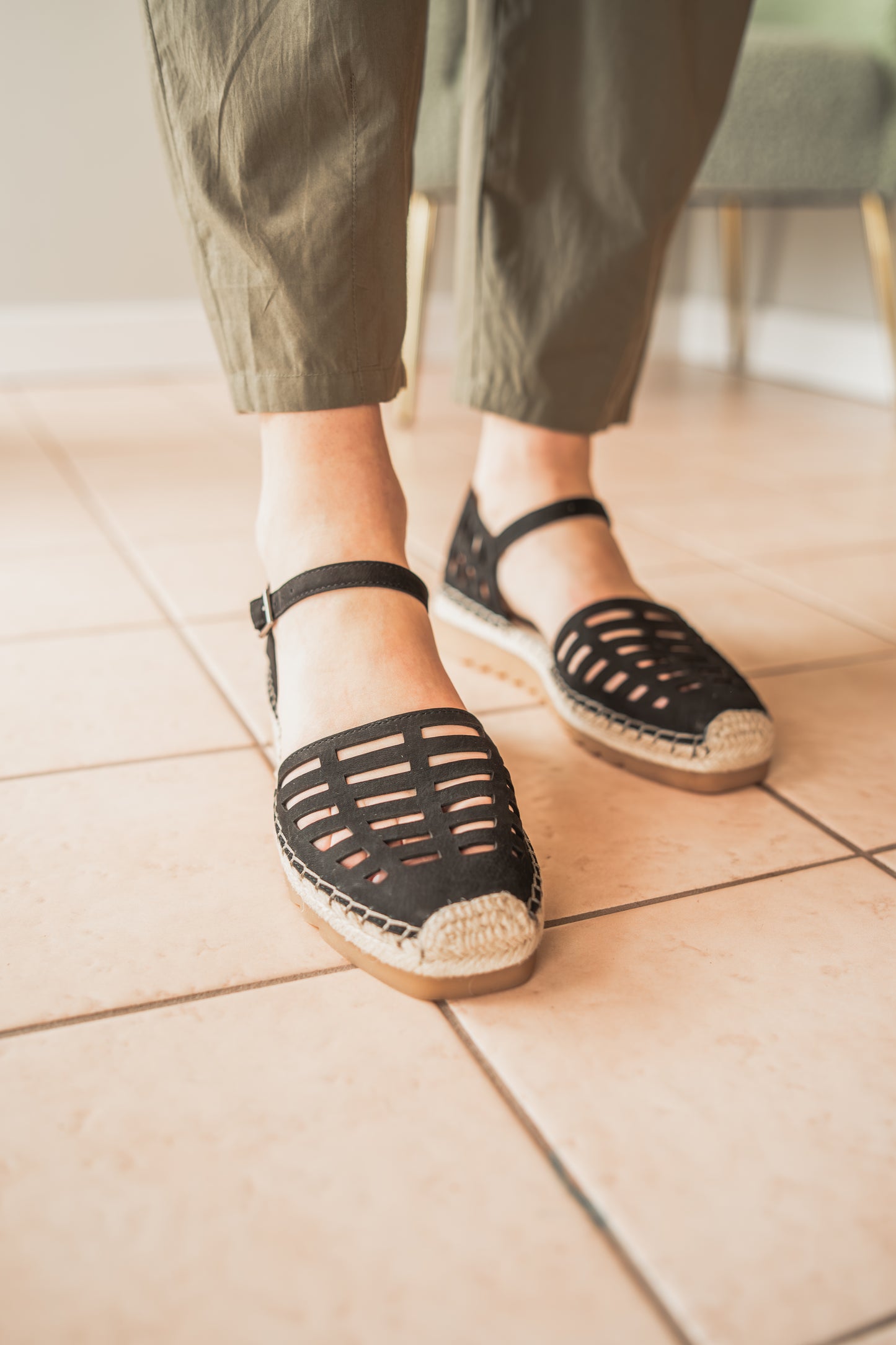 Leather Cutout Espadrilles