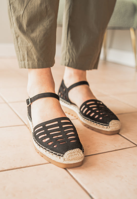 Leather Cutout Espadrilles