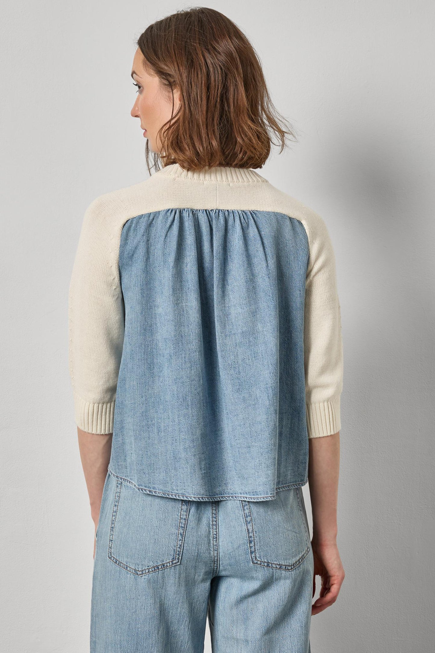 Denim Elbow Sleeve Sweater