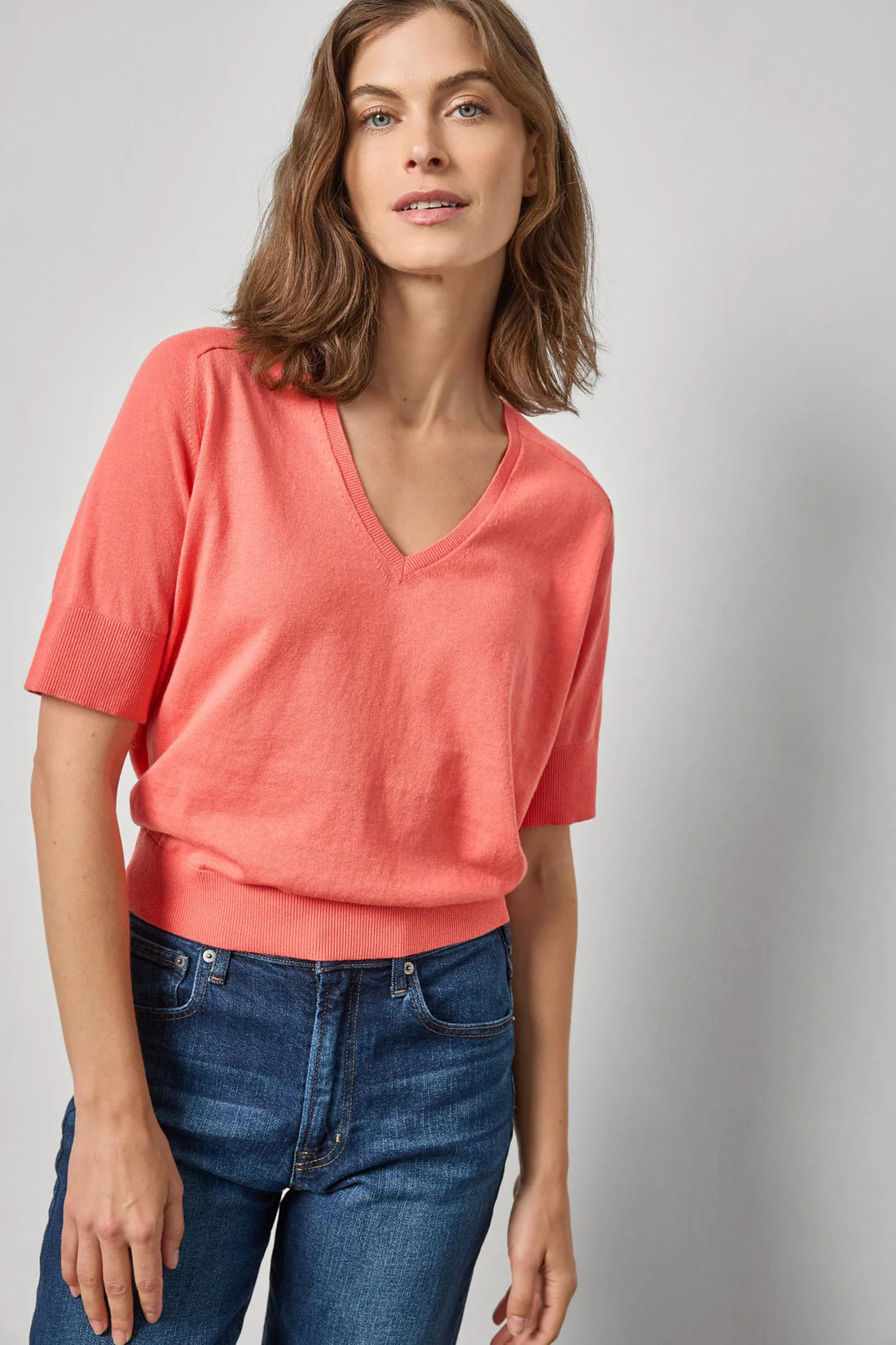 V-Neck Saddle Sleeve Sweater