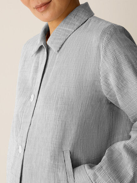 Linen Sheen Classic Collar Jacket