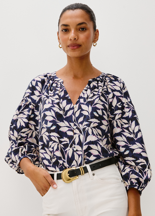Navy Vines Blouse