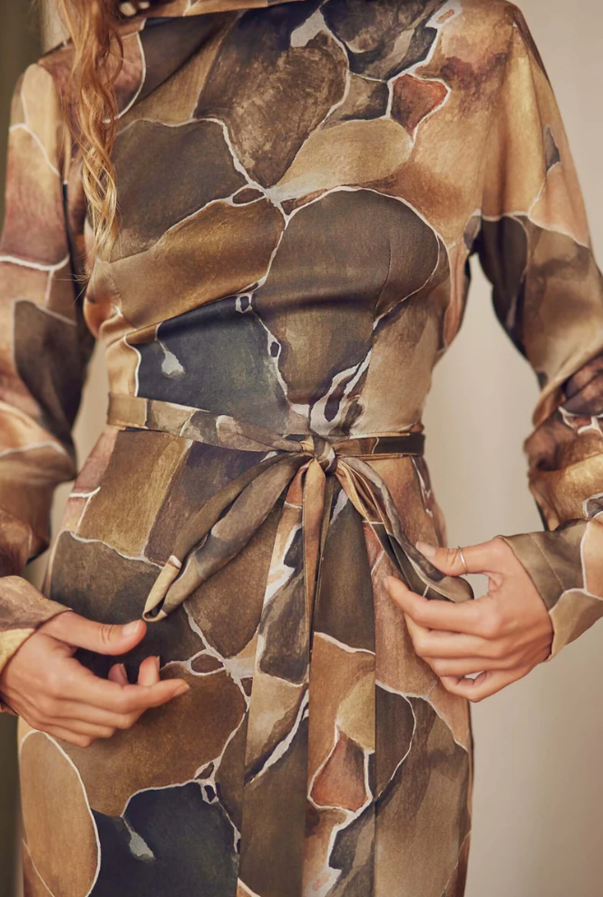 Printed Midi Wrap Dress