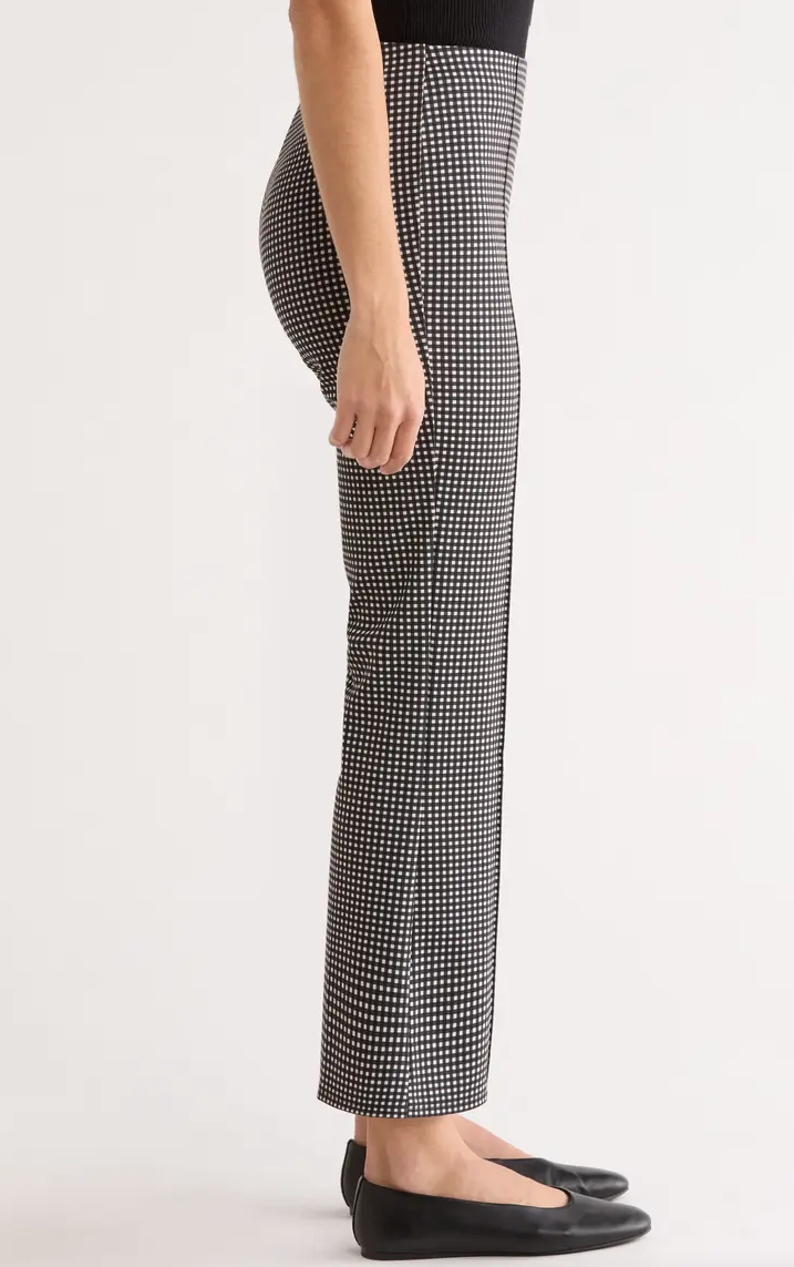 Pleat Front Gingham Pants
