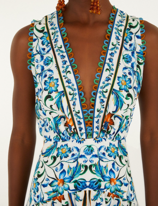Flora Tile Scallop Dress