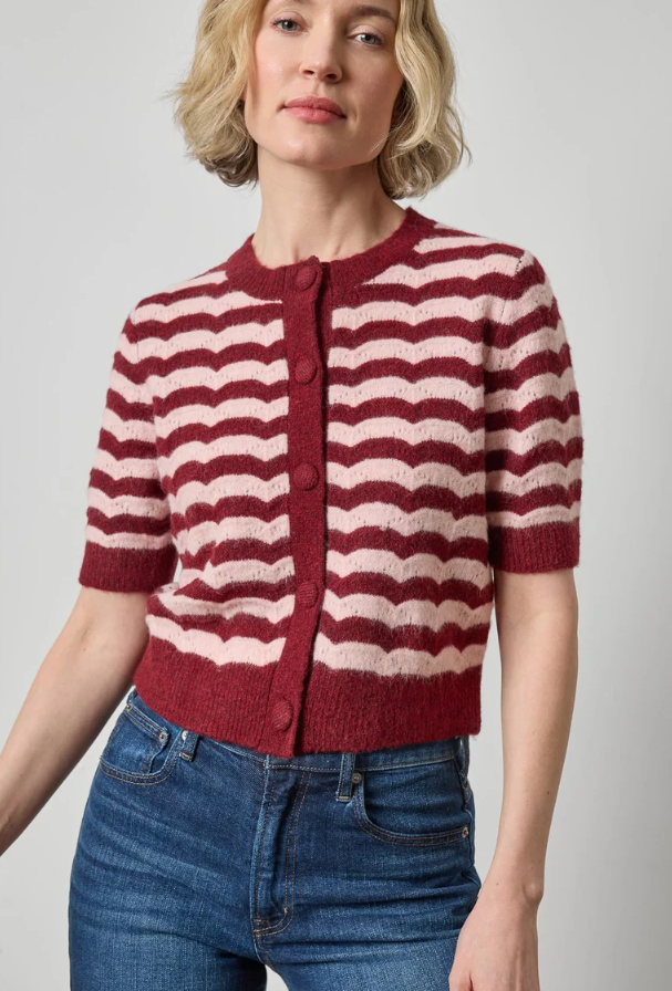 Short Sleeve Crew Neck Cardigan