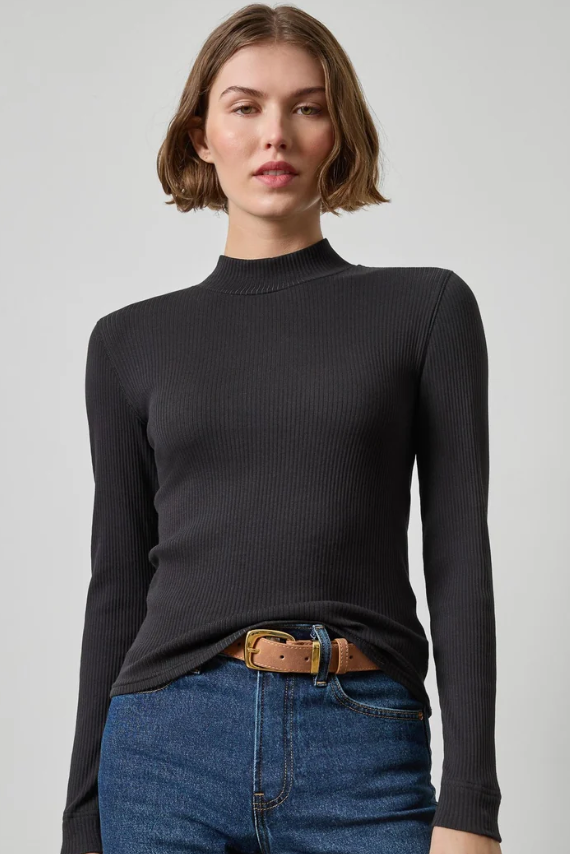 Ribbed Long Sleeve Mock