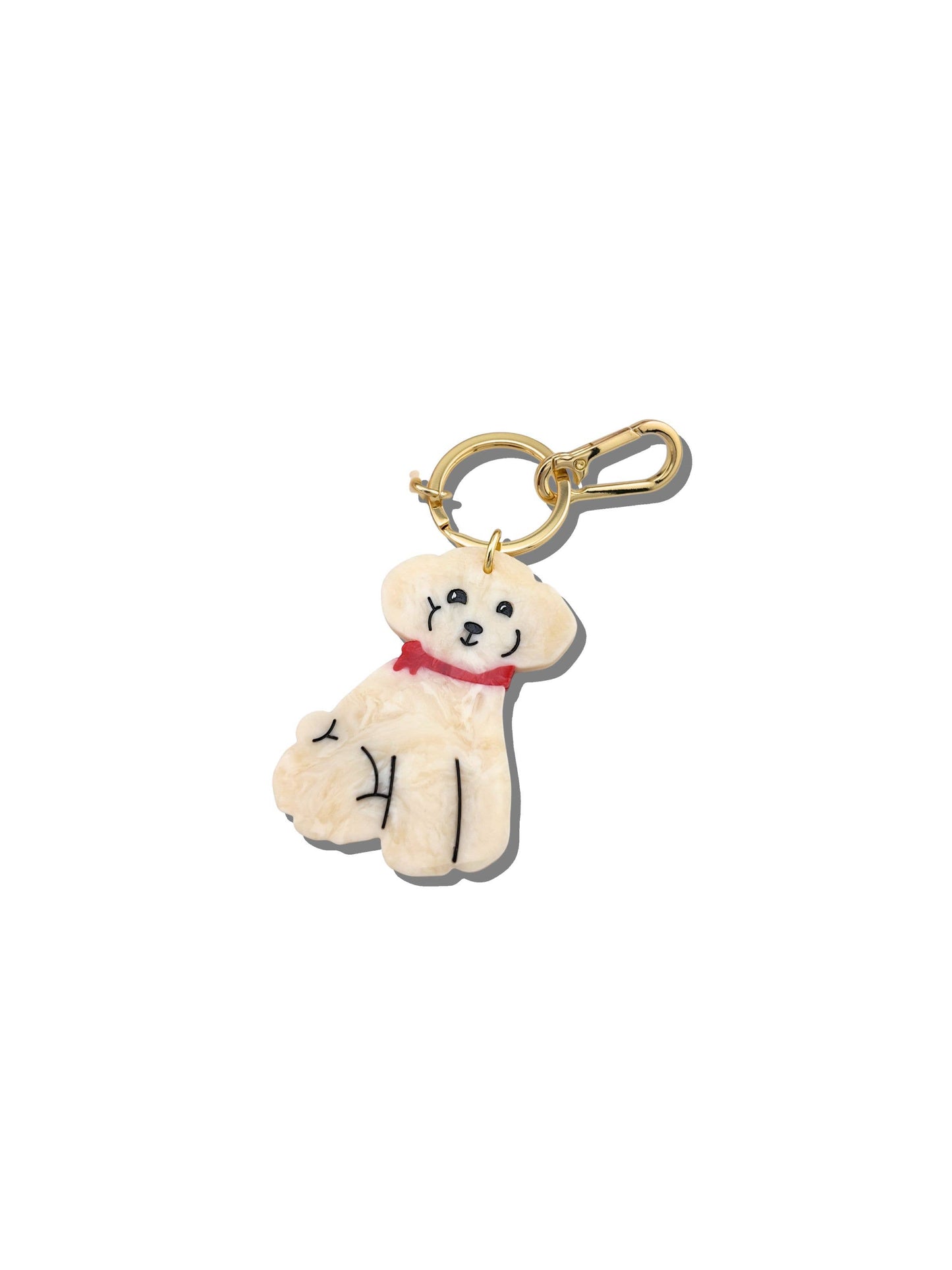 Hand-painted Doodle Puppy Bag Charm + Keychain: White