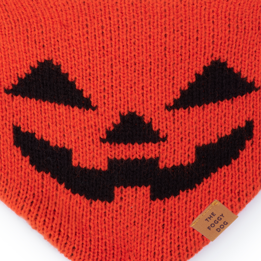 Jack-o’-Lantern Knit Dog Bandana: M - up to 18”