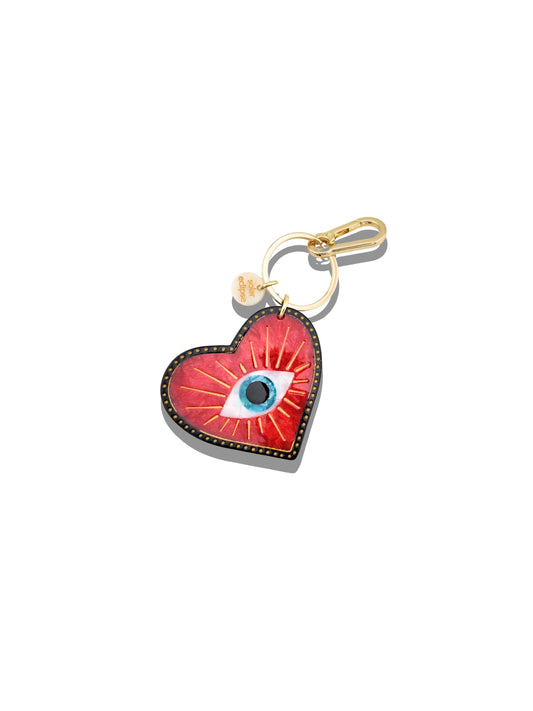 Hand-painted Lucky Eye Heart Bag Charm + Keychain