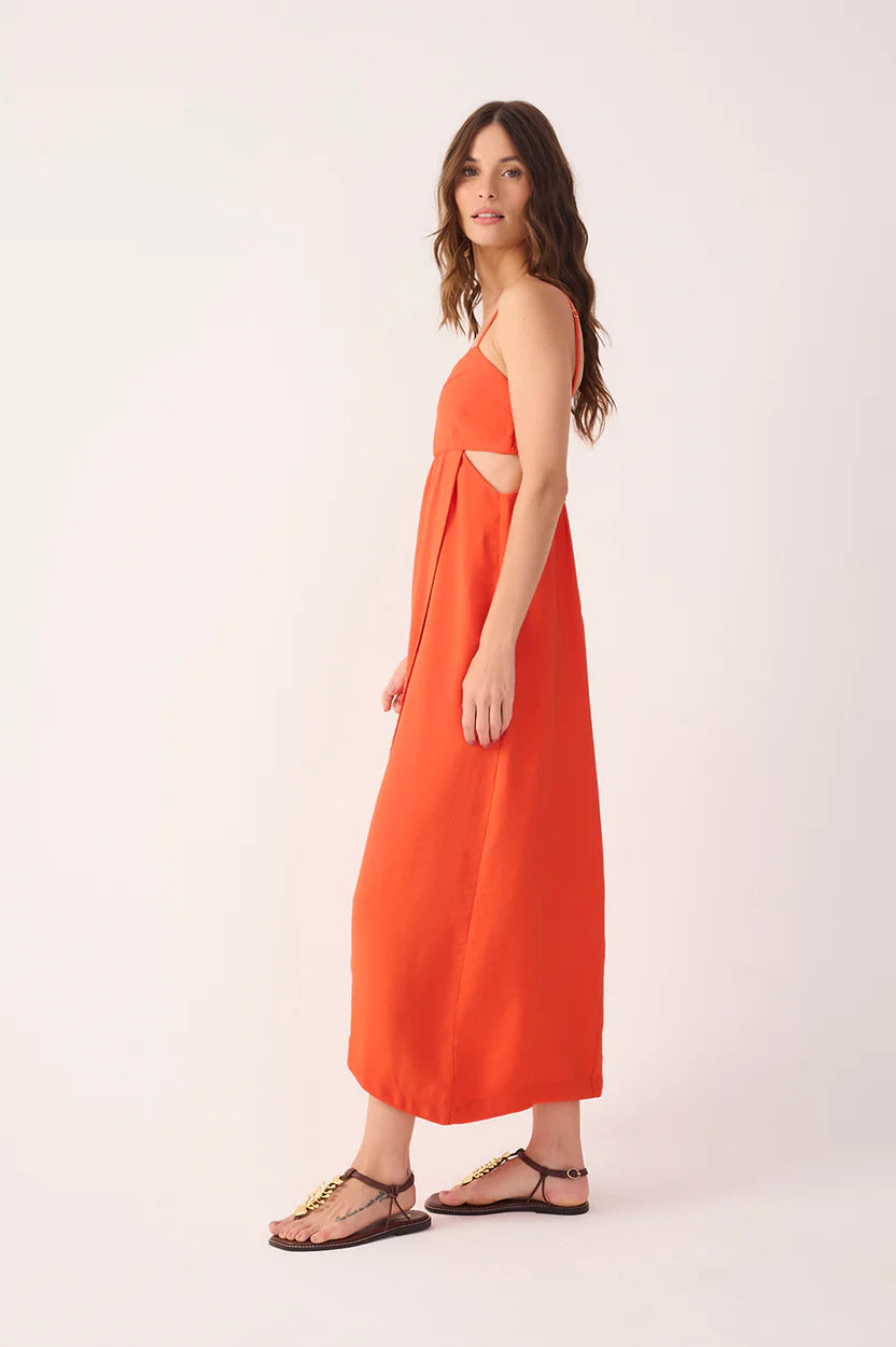 Side Cut-Out Wrap Midi Dress
