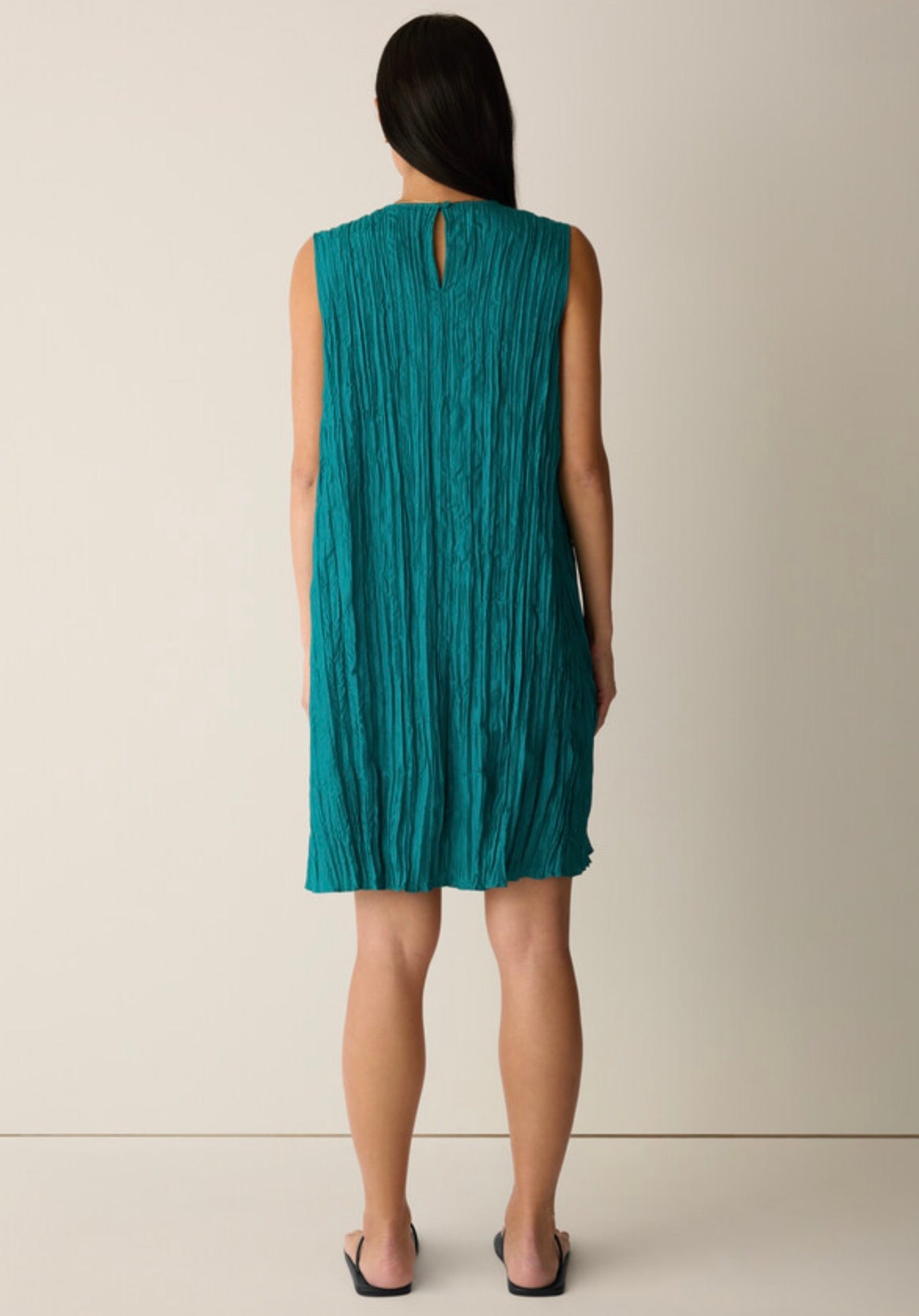 Teal Round Neck A-Line Dress