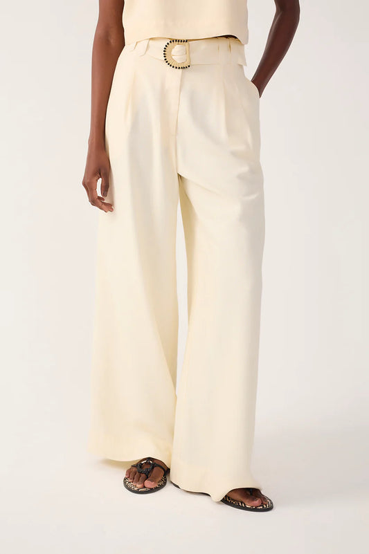 Beaded Buckle Linen Pants