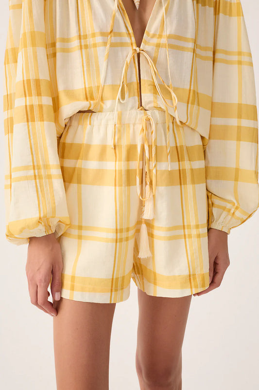 Plaid Drawstring Shorts