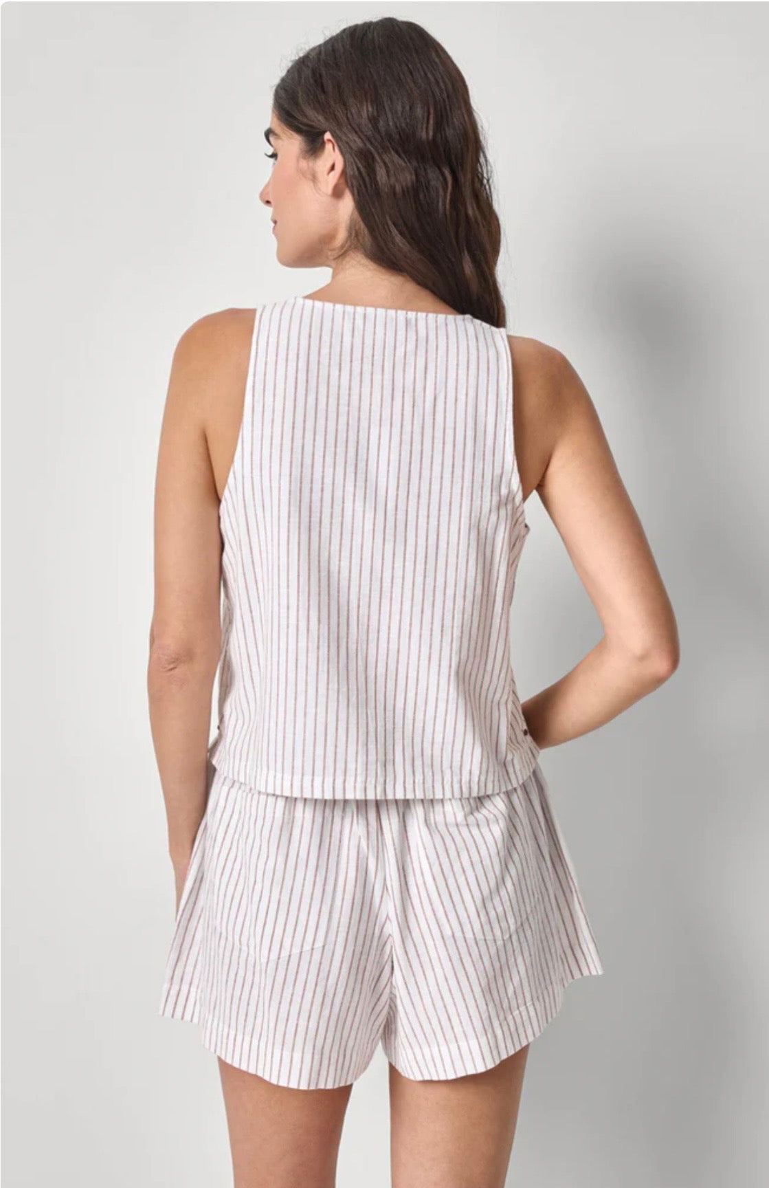 Bark Stripe Sleeveless Zip Top
