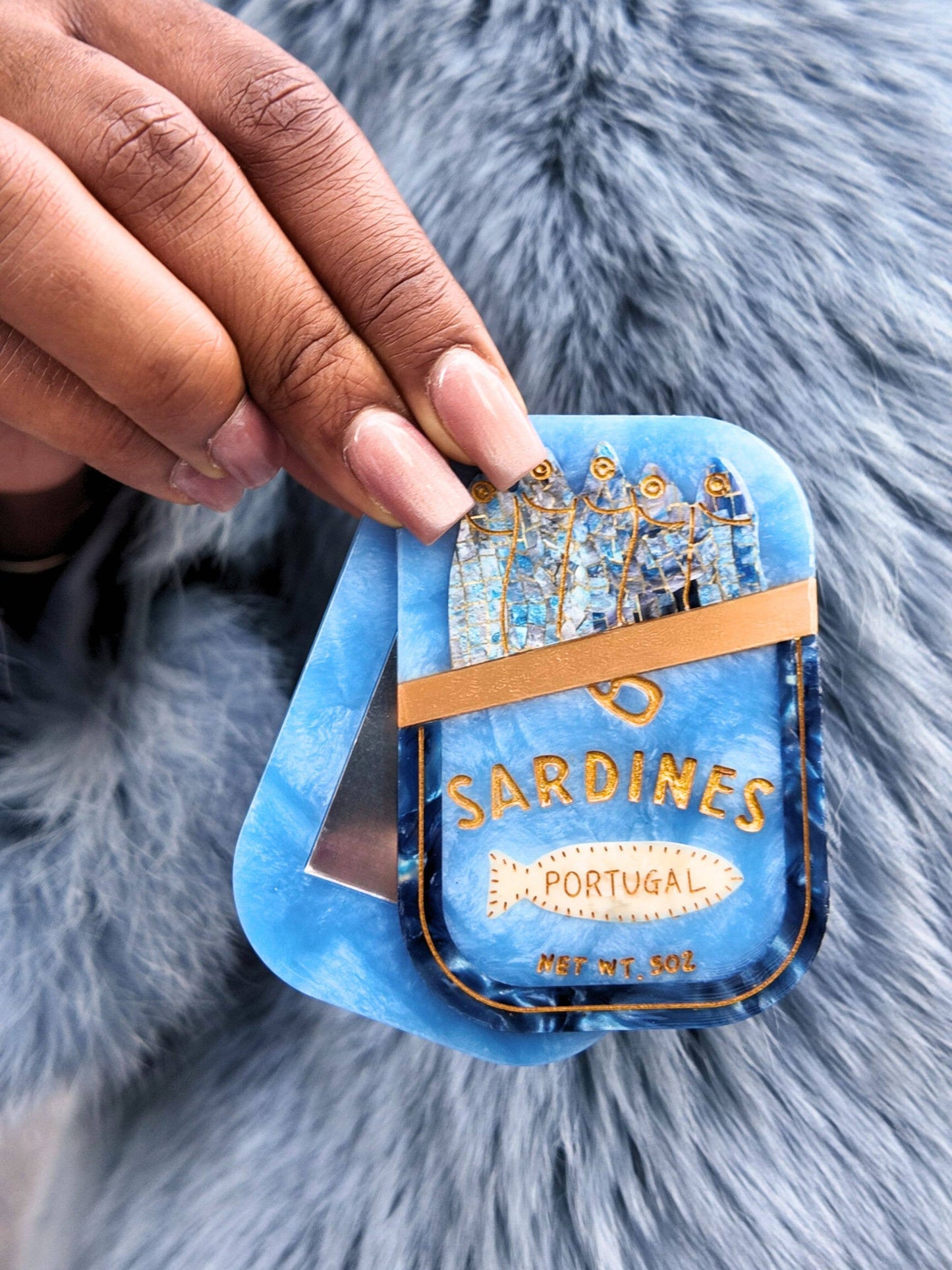 Hand-painted Sardines Compact Mirror