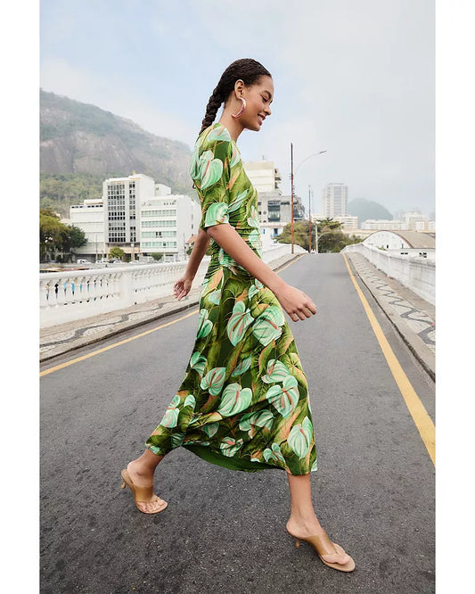 Anturium Leaves Maxi Dress