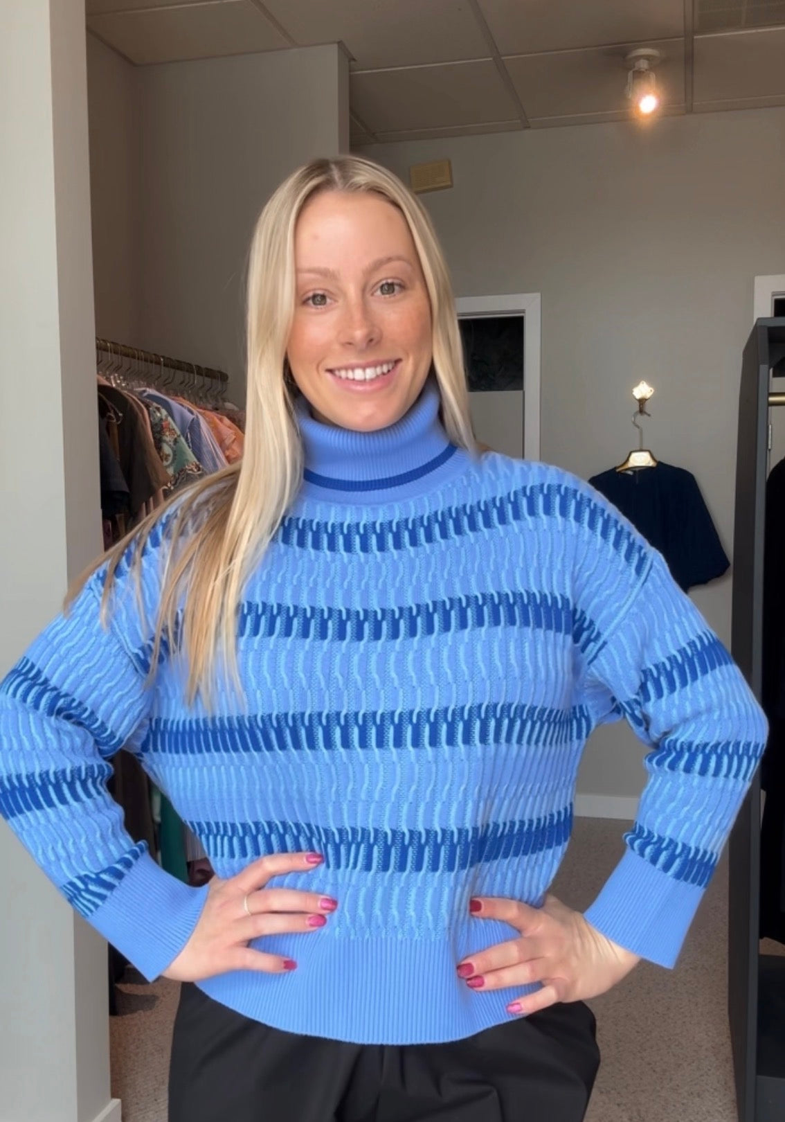 Wave Stitch Roll Neck