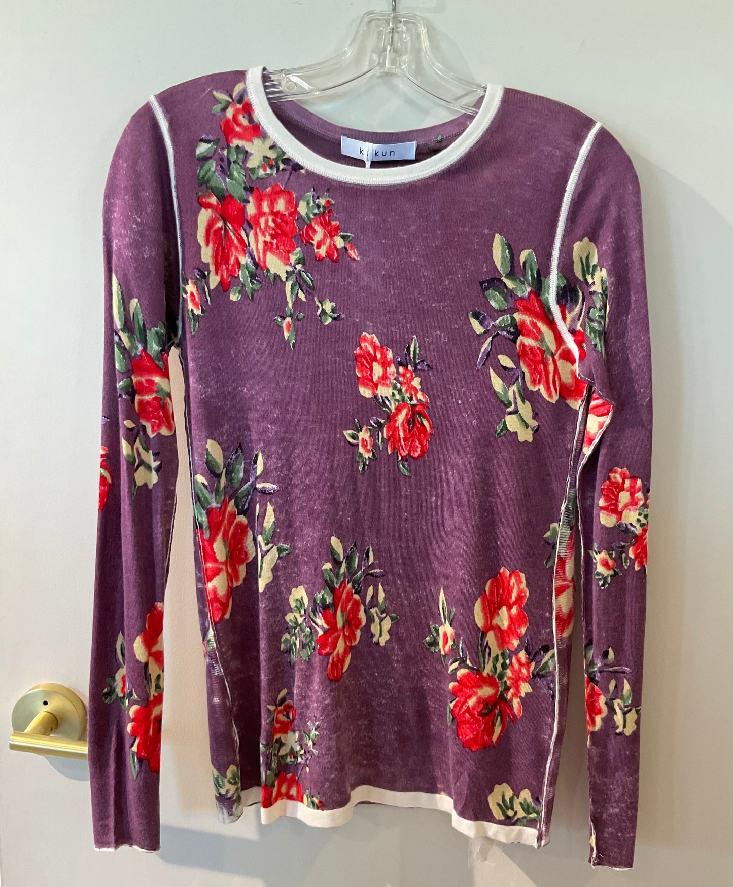 Printed Fitted Crew Purple Flower
