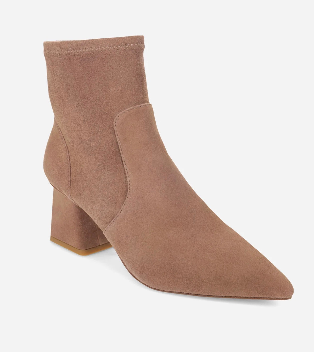 Taupe Kid Suede Block Heel