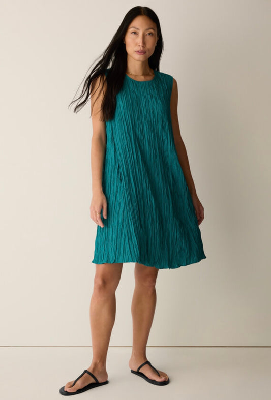Teal Round Neck A-Line Dress