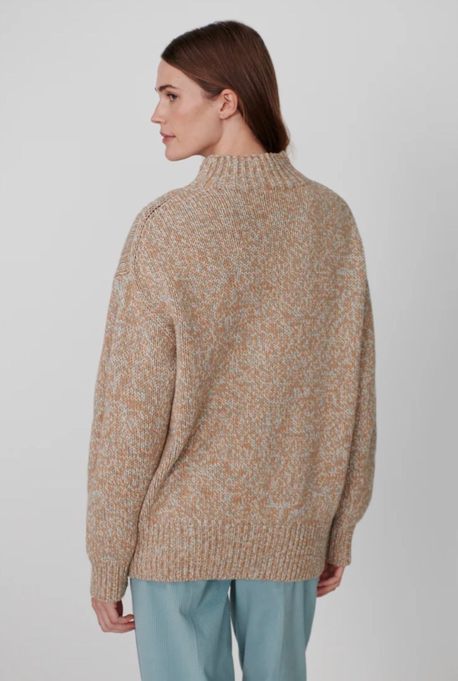 Rosalind High-Neck Sweater Mid Tan Fleck