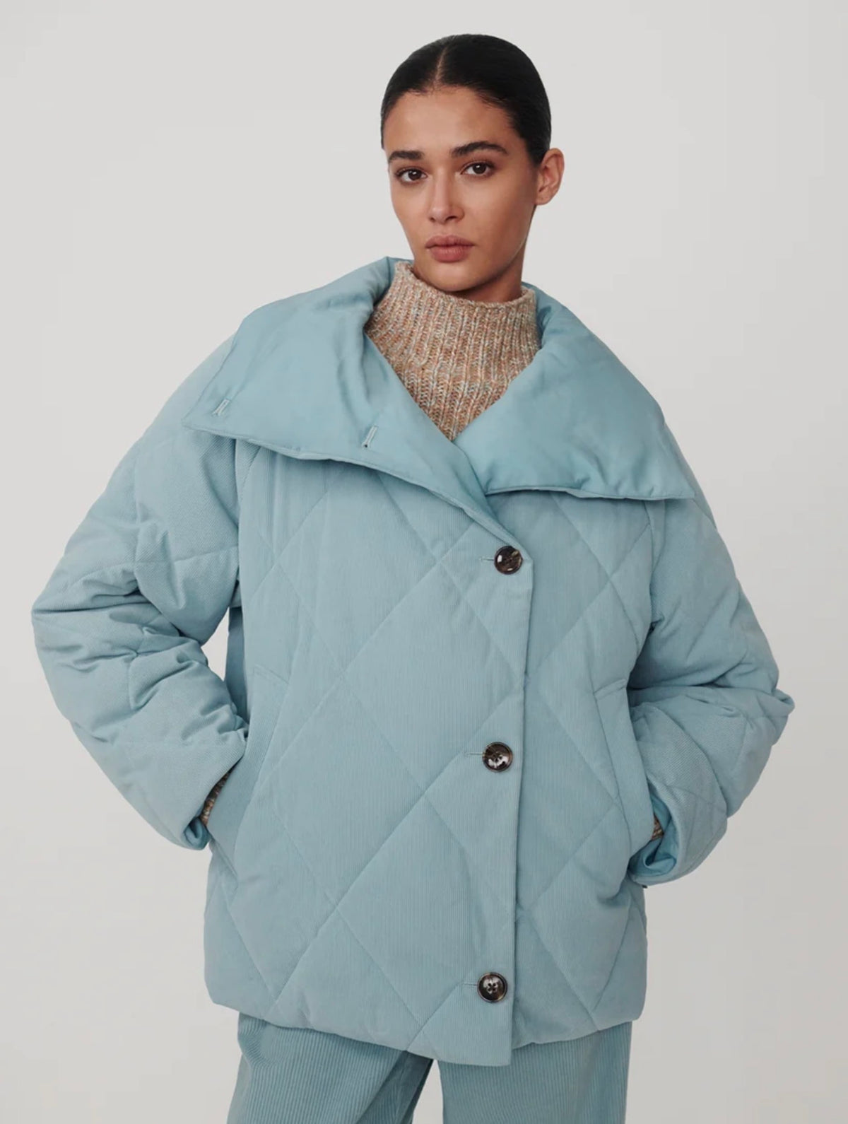 Evren Short Quilted Coat Tourmaline