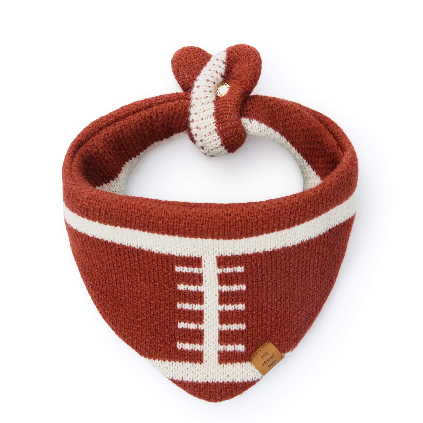 Football Knit Dog Bandana: L - up to 26”