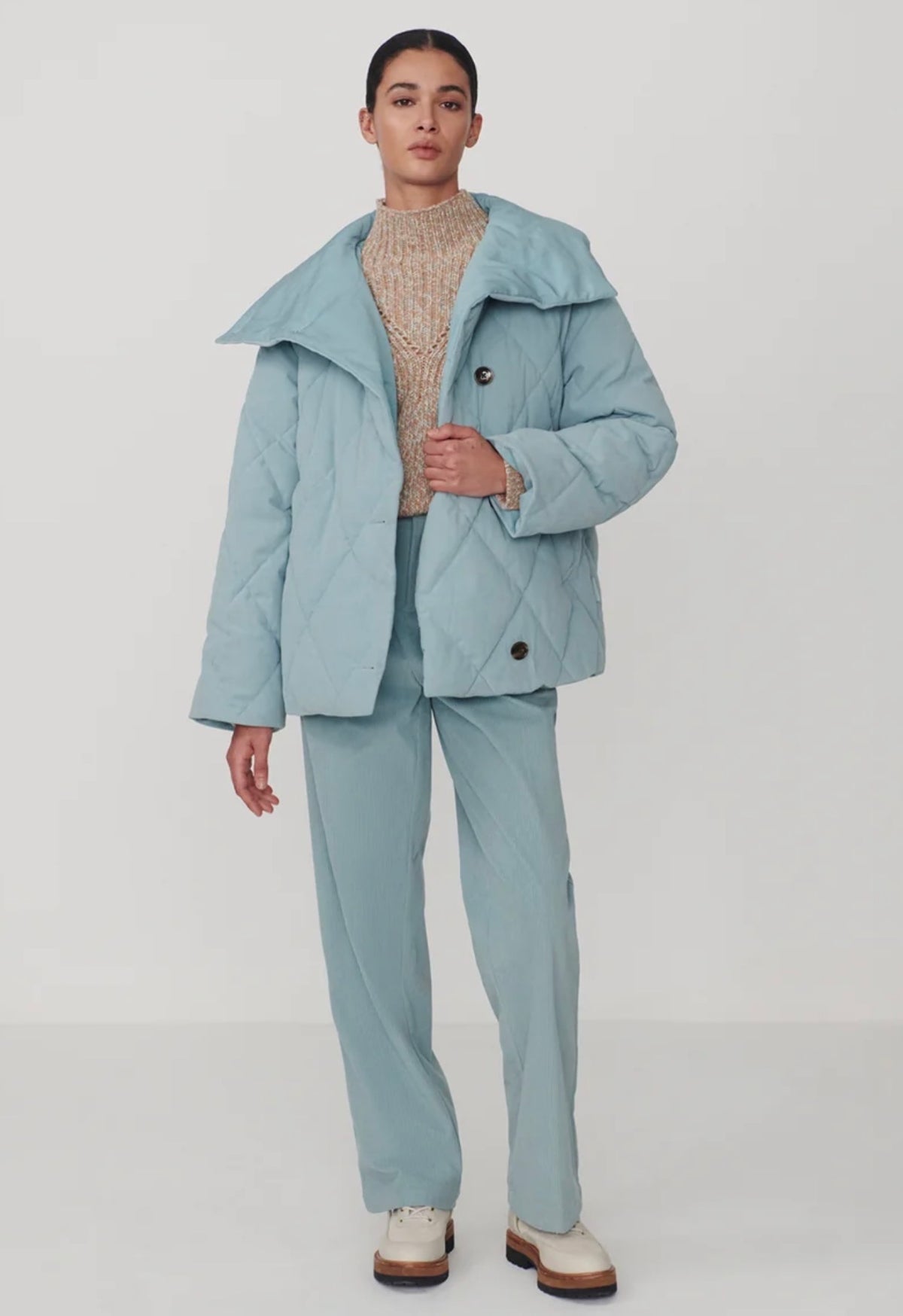 Evren Short Quilted Coat Tourmaline
