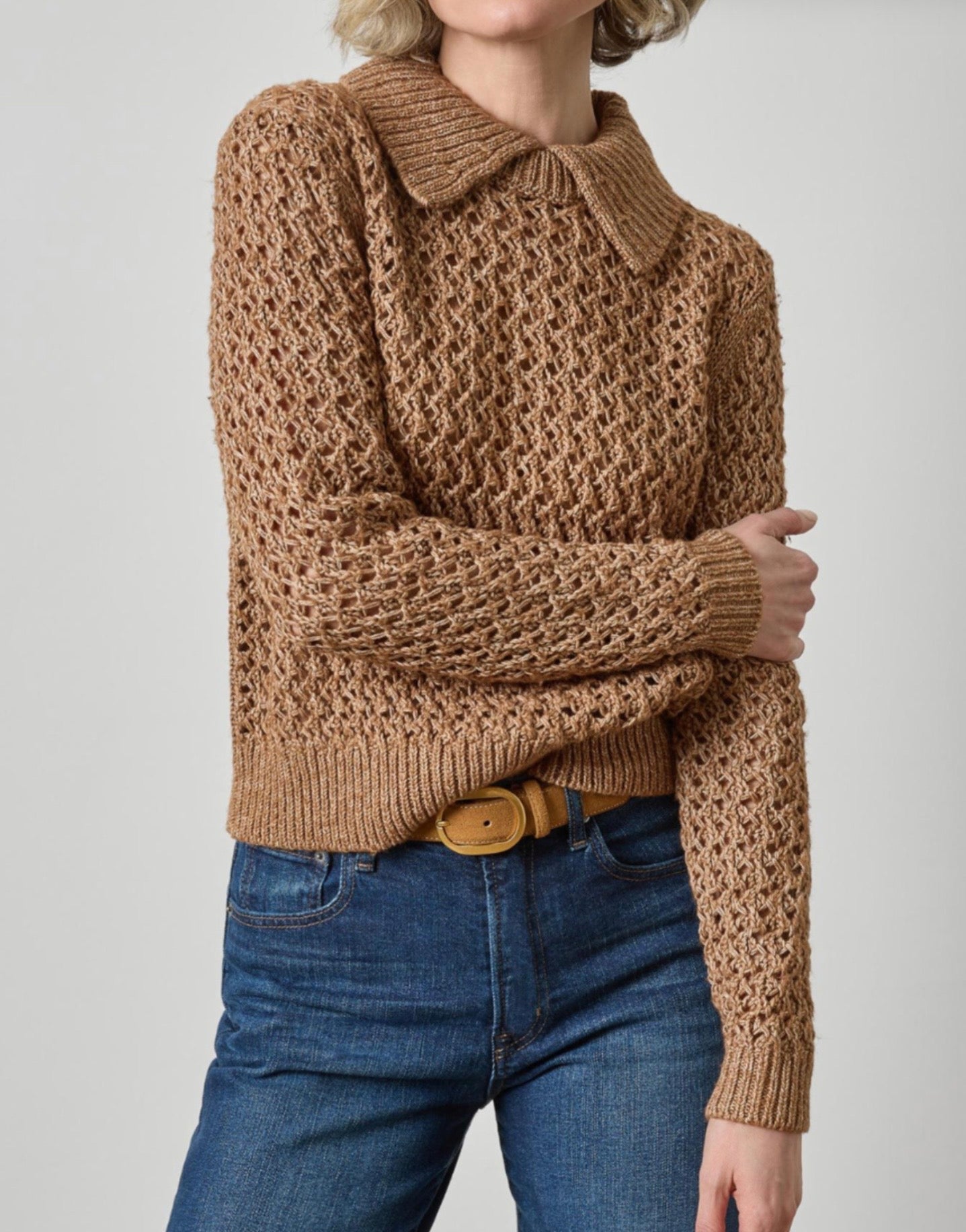 Textured Polo Sweater