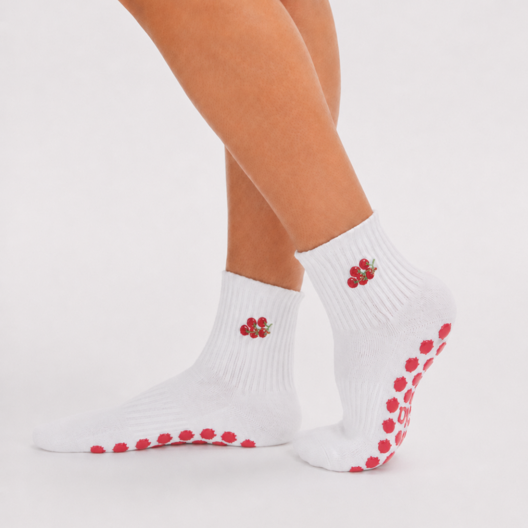Red Tomato Embroidered Pilates & Lagree Grip Sock