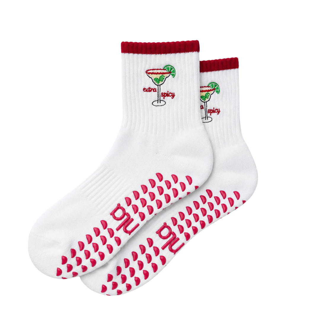 Spicy Margarita Pilates Sock Red Details Lime Shaped Grips