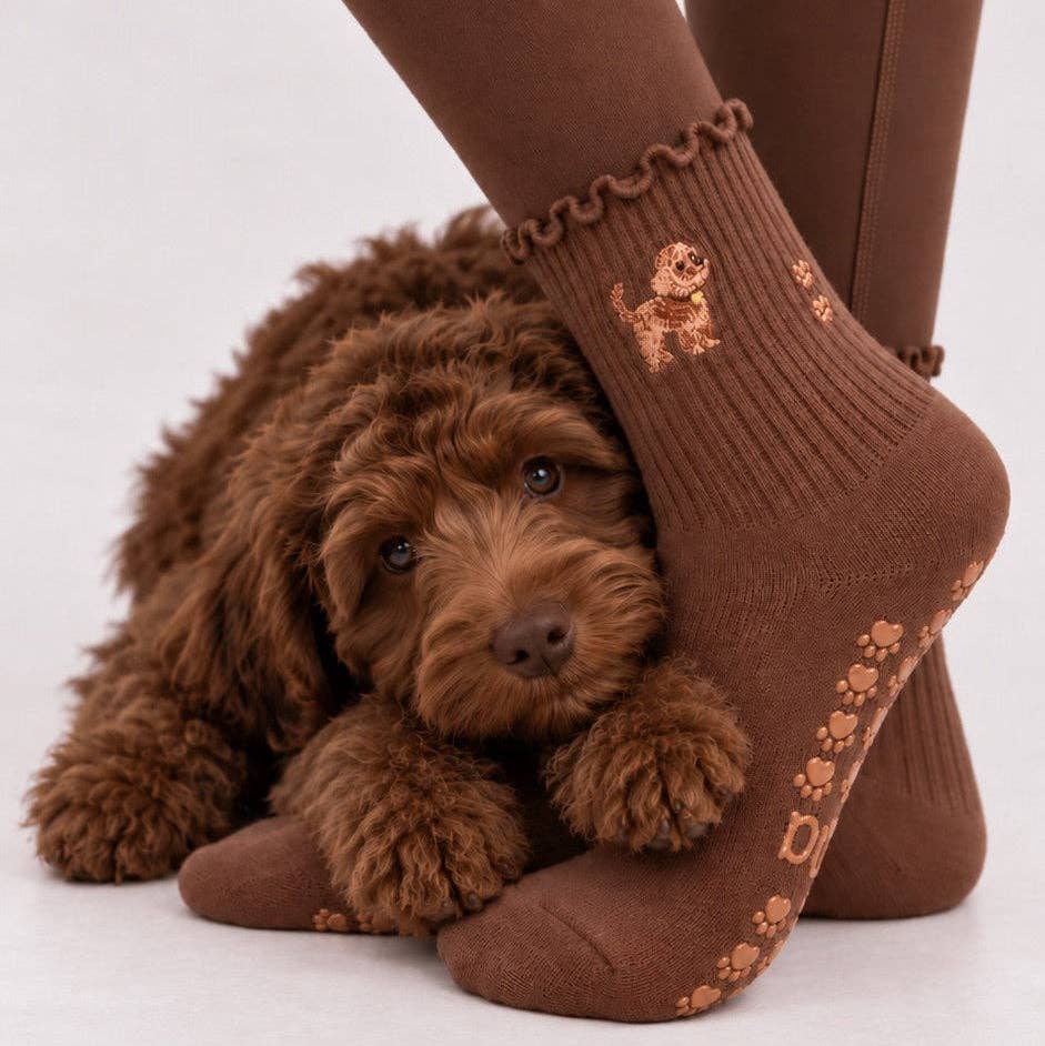 The Golden Doodle Pilates Grippy Sock with Paw Grips