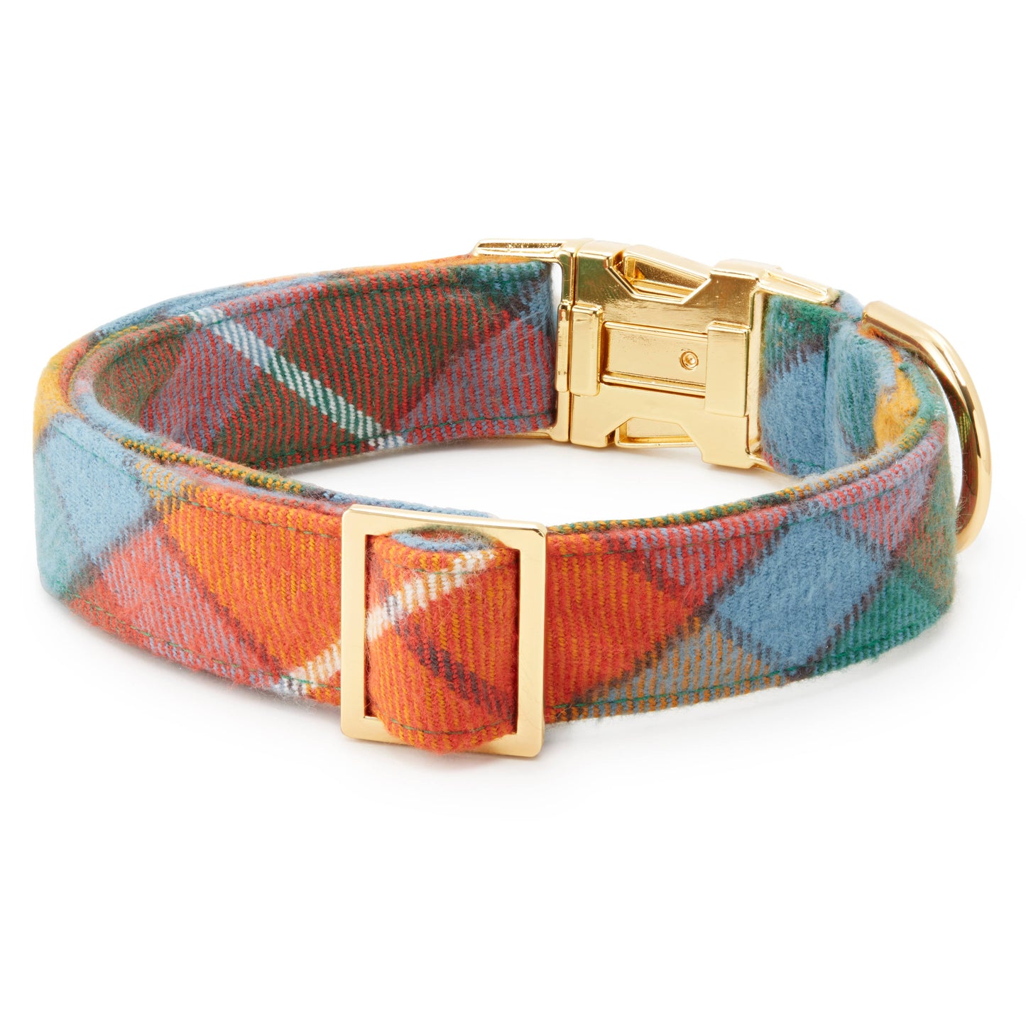 Buchanan Plaid Flannel Fall Dog Collar: S/ Gold