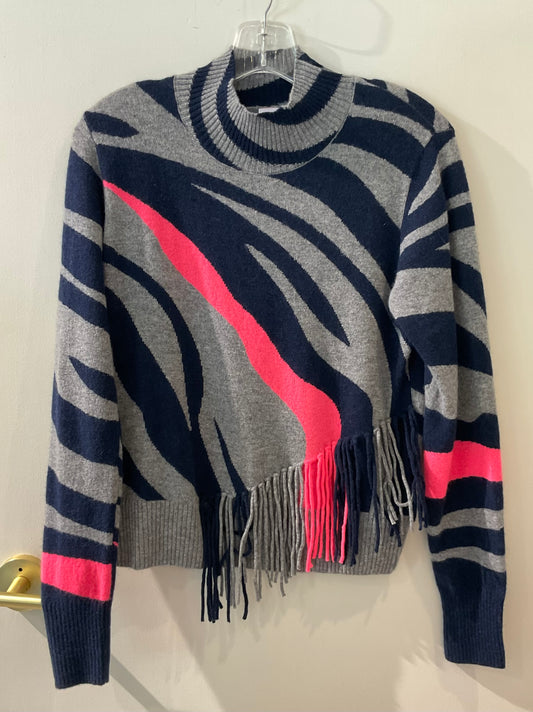 Zebra Fringe Mock Neck