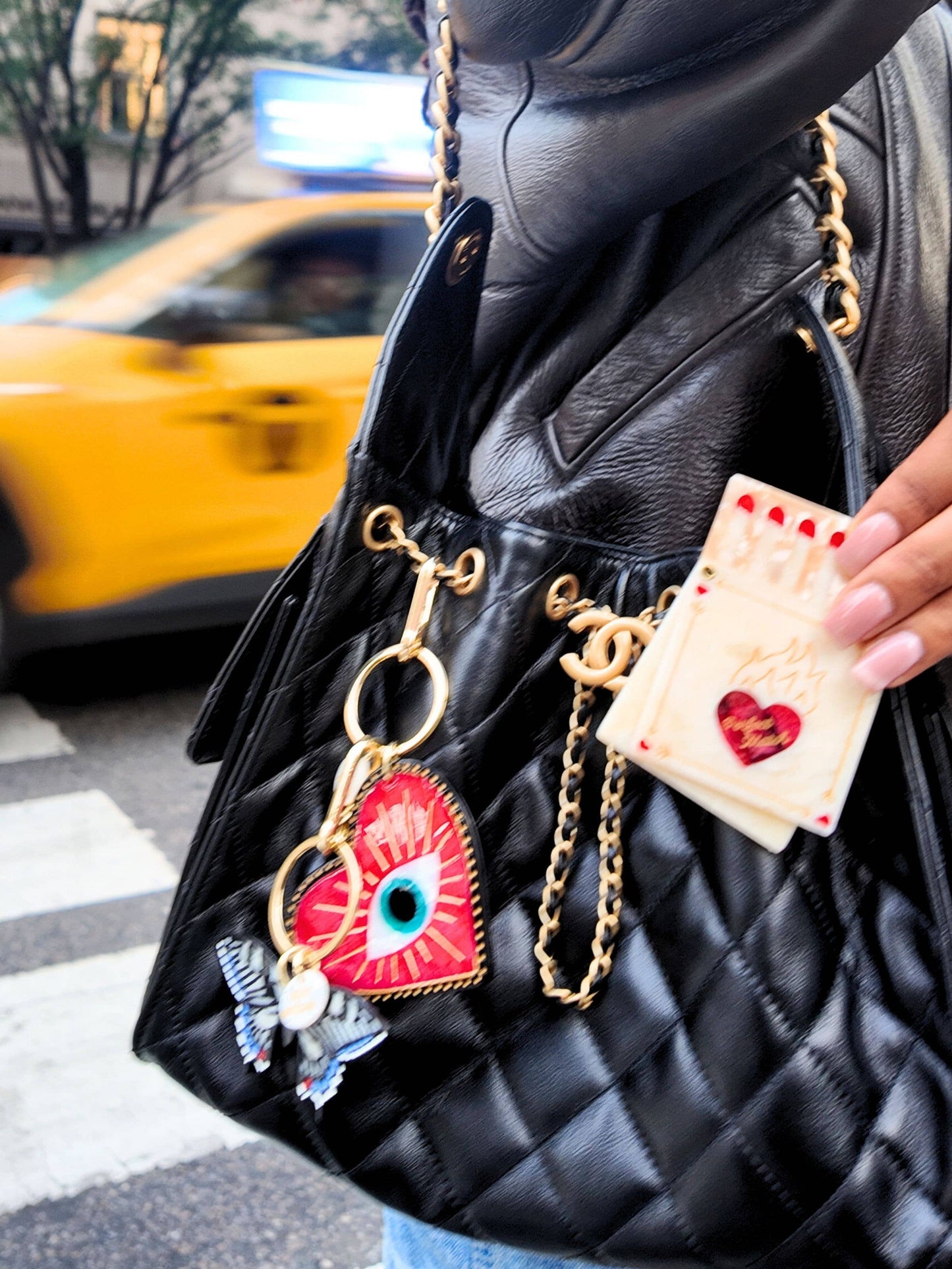 Hand-painted Lucky Eye Heart Bag Charm + Keychain