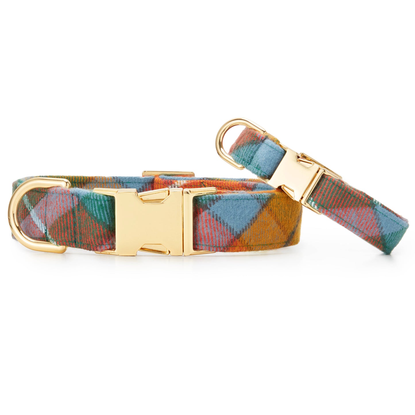Buchanan Plaid Flannel Fall Dog Collar: S/ Gold
