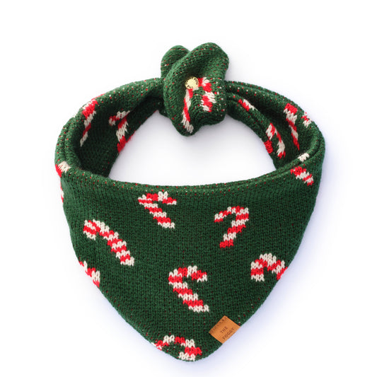 Candy Cane Knit Holiday Dog Bandana: Small