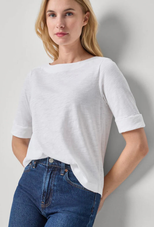 Cuffed Sleeve Boatneck