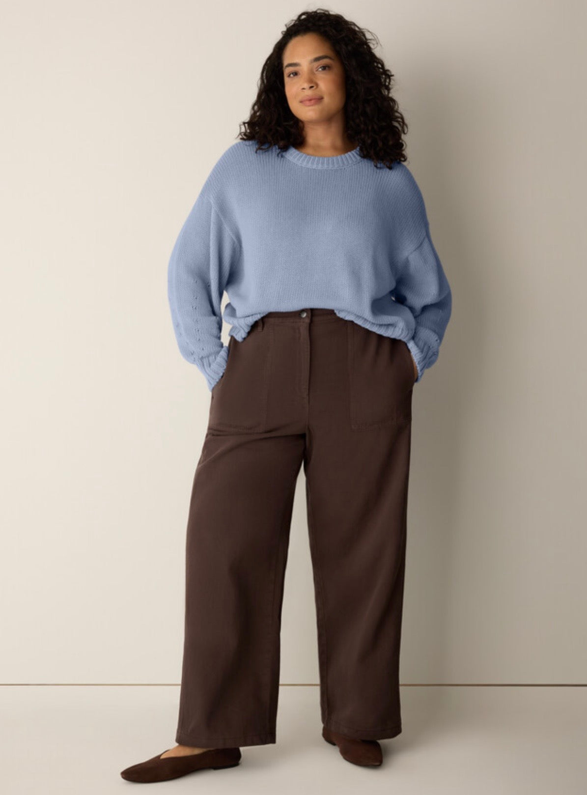 Peruvian Organic Cotton Cord Jersey Crew Neck Top Delphine
