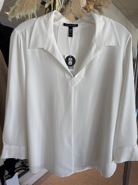 Split Neck Top with ¾ Sleeves